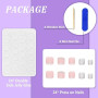 24 Pièces Court Carré Faux Ongles D'orteil Français Nude Rose Faux Ongles pour Orteil Ballerine Strass Acrylique Pleine Couvertu