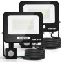 Aigostar 30W Projecteur LED Extérieur avec Détecteur de Mouvement,2 Pièces,2750LM Ultra Mince Spot LED,Lumière de Sécurité Etanc