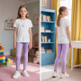 Domueay Fille Leggings Respirant Doux Elastique Pantalons Longs, Lot de 3, Couleur Unies Modal Collants Sport Gymnastique Danse