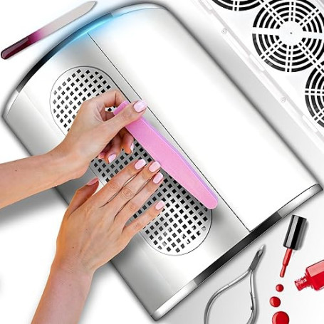 Retoo Aspirateur à Ongles 60W Professionnel – Collecteur de Poussière avec 3 Ventilateurs Silencieux, Filtre Réutilisable, Desig