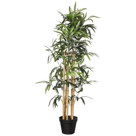 Amazon Basics Pianta di Bambou artificiale Con Vaso in plastica, Bamboo, 100 cm