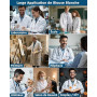 COCREAZY Blouse Blanche Chimie Femme Homme Blouse Chimie Lycee Coton Blouse Laboratoire Collège Blouse Physique Manche Longue Bl