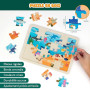 BONNYCO Puzzle Bois Enfant 6 Ensembles 24 Pcs, Animaux de Différents Écosystèmes. Puzzle 3-8 Ans avec Plateau, Jouet Educatif. C
