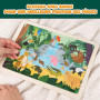 BONNYCO Puzzle Bois Enfant 6 Ensembles 24 Pcs, Animaux de Différents Écosystèmes. Puzzle 3-8 Ans avec Plateau, Jouet Educatif. C