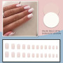 24PCS Court Carré Faux Ongles Français Nude Blanc Ongles à Coller 12 Tailles Ballerine Acrylique Capsules Ongles à Presser avec