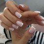 Ceboic Lot de 24 Court Carrés Faux Ongles, Nude Rose Ongles à Coller, French Blanc Press on Nails, Acrylique Couverture Complète