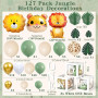 vamei Jungle Decoration Anniversaire 1 An Garcon Fille Safari Deco Anniversaire 1 An avec Arche Ballon Aluminium Animaux Jungle