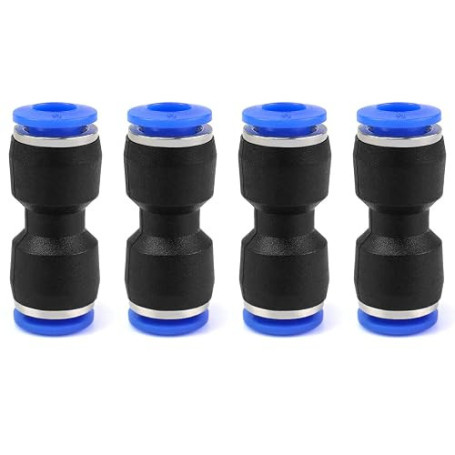 QWORK Connecteur Pneumatique fixations, Raccord de Tube de Ligne d'Air en Plastique, Raccords Rapides de Tube, 6mm, 4pcs
