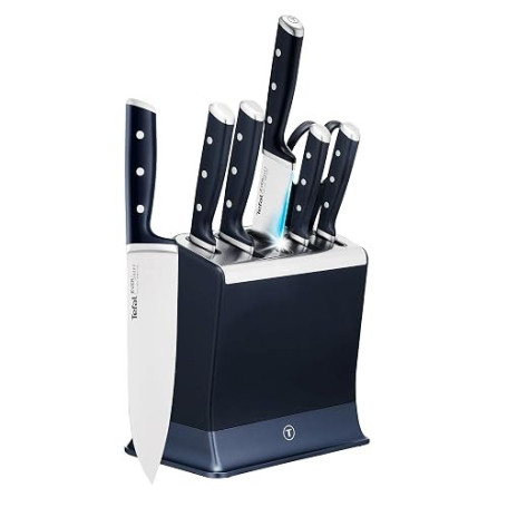 Tefal EverSharp, Set de couteaux 6pièces, Bloc de couteaux avec affuteurs intégrés, 5couteaux, Ciseaux, Tranchant durable, K297S
