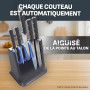 Tefal EverSharp, Set de couteaux 6pièces, Bloc de couteaux avec affuteurs intégrés, 5couteaux, Ciseaux, Tranchant durable, K297S