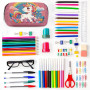 Lvjkes Trousse Licornes, Trousse à Crayons avec 3 Couches Grande capacité, Plumier à Rabat avec Fermeture éclair pour Enfants, G