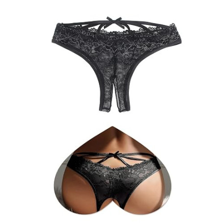 ohmydear String Sexy Ouverte Tanga Femme Sexy Chic Dentelle Slip Grandes Tailles Transparent Panties Lingerie Tenue Hot sous-Vêt