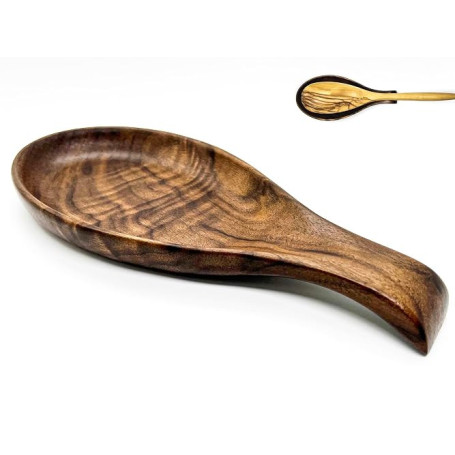 Repose-cuillère en Bois Noyer, Repose Cuillère Cuisine, Pour Louches, Pinces, Spatule, Porte-cuillère Pour Cuisinière, pour Rang