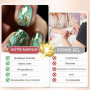 Viugex 24 Pièces Faux Ongles Court Carrés, Brillant Press on Nails Dégradé Vert Français Acrylique Ongles à Coller avec Fleurs D