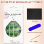 Viugex 24 Pièces Faux Ongles Court Carrés, Brillant Press on Nails Dégradé Vert Français Acrylique Ongles à Coller avec Fleurs D