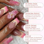 Auriselle 24 pièces Faux ongles à coller Press on Nails, Carré Français avec Fleurs 3D Brillantes Couverture Complète, jolis ong