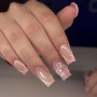 Auriselle 24 pièces Faux ongles à coller Press on Nails, Carré Français avec Fleurs 3D Brillantes Couverture Complète, jolis ong