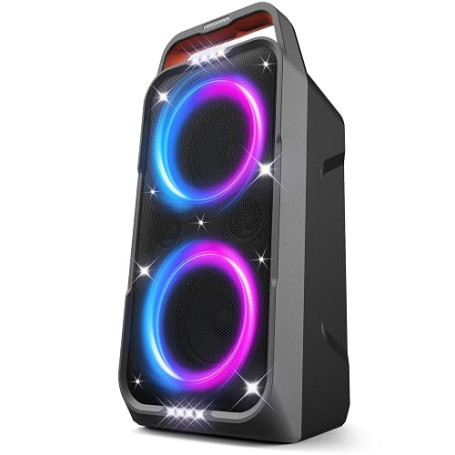 Foxdawn Enceinte Bluetooth Puissante Portable, 240W Peak Haut Parleur Bluetooth, Super Bass, 20H, avec Lumières LED, BT5.3, USB/