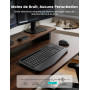 Ensemble Clavier et Souris sans Fil, Ergonomique Pleine Taille Clavier avec Repose-Poignet, Support, Mode Veille, 2,4 GHz Silenc