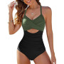 Nadeer Maillot de Bain Femme 1 Pieces Wrap Dos Nu Croisé Sexy Push up Col en V Amincissant Monokini Réglable Elégant Taille Haut