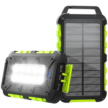 Batterie Externe Solaire 10000mAh PD 22,5W Chargeur Solaire avec 2 Ports USB et Une Entrée USB-C Charge Rapide Batterie Solaire