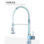 FORIOUS Robinet Cuisine, Mitigeur Cuisine Avec Douchette Pivotant à 360° d'Évier à Arc Élevé Pulvérisateur Escamotable 2 Modes,