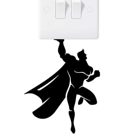 Autocollant mural en vinyle pour interrupteur de super-héros – Autocollant mural unique pour chambre d'enfant, décoration d'inté