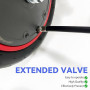 Extension de Valve, Tuyau de Gonfleur d'Extension en Caoutchouc avec 2pcs Pneu Valve Extension Adaptateur 39 MM, Extension de Va