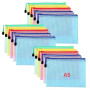 Oderra Lot de 15 pochettes à fermeture éclair pour documents, papiers, cosmétiques, 5 couleurs, format A5