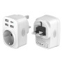 Hoppac Adaptateur Prise Anglaise, Prise Anglaise Adaptateur Francais Avec 3USB A et 1USB C,Adaptateur Voyage Multifonction 5 en