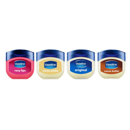 Vaseline Lip Therapy | Baume à lèvres hydratant | Set de 4 Rosy, Crème Brûlée, Original, Cocoa Butter (Set de 4 baume à lèvres)