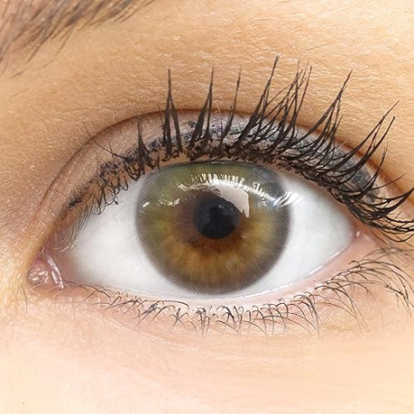 Glamlens lentilles de couleur vert naturelles colorées très haute opacité Bardolino Green + étuis à lentilles de contact I 1 pai