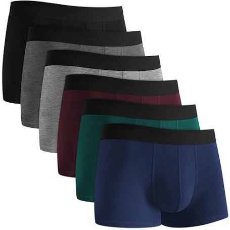 QINCAO Boxers Homme Lot de 6, Coton sans Logo, Confort Bien ajusté | Confortable en Coton de Haute Qualité, Épouse les Formes, S
