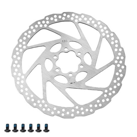 Disque de Frein Vtt, JANDH Disque de Frein de Vélo, 180 mm Disque de Frein Vtt, Disque de Frein de Vélo à 6 Trous en Acier Inoxy