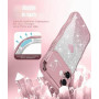 Teageo Coque pour iPhone 16 Bouclée Cadre Paillettes, Doré Rose | Femmes en TPU Souple Décoration à la Mode Téléphone Bumper