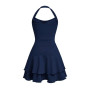 SweatyRocks Robe dos nu pour fille - Ligne A - Robe décontractée sans manches avec volants - Robe multicouche - Robe de fête