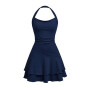 SweatyRocks Robe dos nu pour fille - Ligne A - Robe décontractée sans manches avec volants - Robe multicouche - Robe de fête