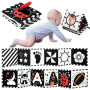 URMYWO Livre Tissu bébé 0-3-6-12 Mois,Livre Noir et Blanc Bébé Montessori,Livre de Haute Contraste en Tissu Sensoriel Bébé Naiss