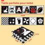 URMYWO Livre Tissu bébé 0-3-6-12 Mois,Livre Noir et Blanc Bébé Montessori,Livre de Haute Contraste en Tissu Sensoriel Bébé Naiss