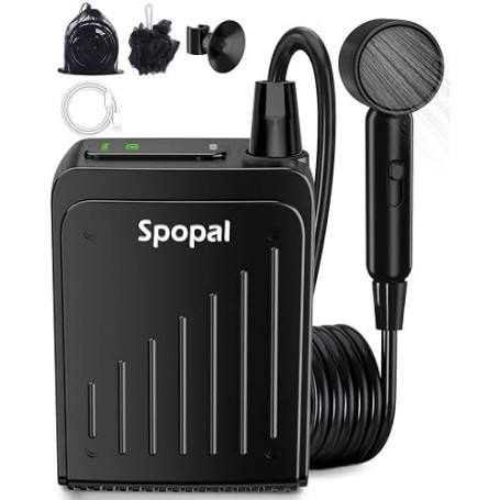 Douche de Camping, [Petit+Portable & IPX8] Spopal Pompe de Douche, Durable,Type-C, Rechargeable, 3 Vitesses Réglables, pour Frui
