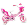 Disney Vélo Enfant 12' Minnie de livré avec Casque Minnie et équipé de 1 Frein, Panier Avant, Porte poupée arrière, Garde boues,
