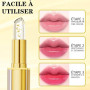 Rouge à Lèvres Magique Changeant de Couleur, Baume pH Adaptatif | Longue Tenue, Ph Glow Brillant avec Flocons d'Or, Sans Transfe
