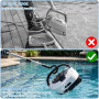 Kit Perche avec Crochet Robot Piscine 183 cm, 5 Sections | Perche en Acier Inoxydable avec Chiffon pour Rapprocher et Retirer le