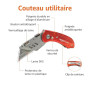 Amazon Basics Couteau utilitaire pliable durable avec corps en aluminium, rouge