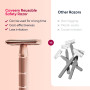 CAVEEM Rasoir de Sûreté à Double Tranchant pour Femme et Homme, Or Rose | Kit de Départ avec 5 Lames de Rechange, Poignée Textur