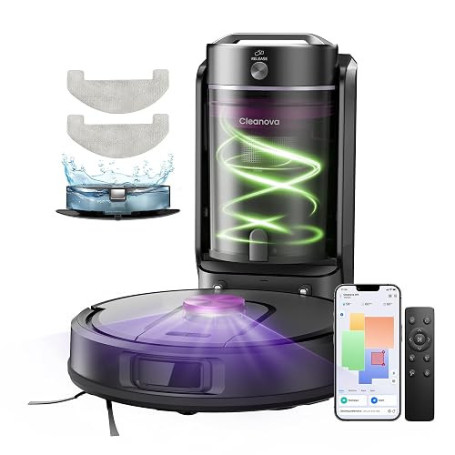 Vexilar W15 Robot aspirateur Laveur 10,000Pa avec Station sans Sac Vidage Automatique, Navigation LiDAR & Cartographie,180Min, C