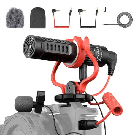 SMALLRIG Microphone Vidéo Universel avec Support Antichoc, Pare-Brise, Micro Compact sur Caméra pour Caméra Reflex Numériques et