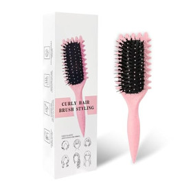 Brosse à cheveux bouclés, brosse de coiffage pour définir les ondulations, peigne et modèle les spirales, réduit les frisottis e