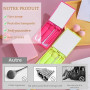 Kit de Pinceaux de Maquillage Portable, Set de 5 Pièces avec Miroir, Boîte de Rangement, Idéal pour Voyages (Pink)