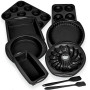 Kit d'outils de cuisson Aschef 9en1 - Moules à gâteau individuel en silicone antiadhésif, plaque à biscuits, moules à tarte, rés